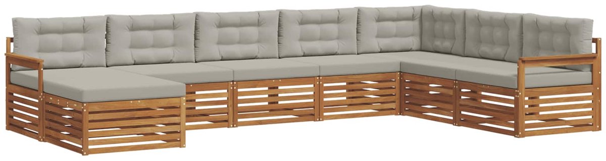 vidaXL Buiten - bank - set - 8 - st - 7-zits - Naturel - en - lichtgrijs Naturel en lichtgrijs
