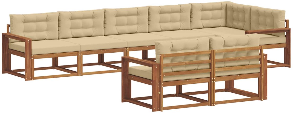 vidaXL Buiten - bank - set - 8 - st - 8-zits - Natuurlijk - en - Beige Natuurlijk en Beige