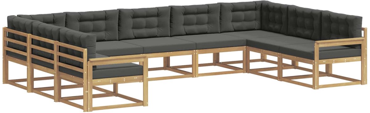 vidaXL Buiten - bank - set - 9 - st - 9-zits - Wit - en - antracietkleurig Wit en antracietkleurig