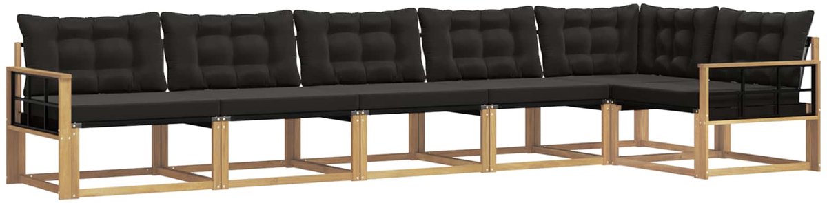 vidaXL Buiten - bank - set - 6 - st - Wit - en - zwart Wit en zwart