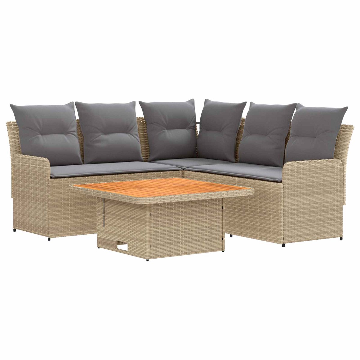 vidaXL Meubelsets - 4 - st - Beige - en - Lichtgrijs - 90 - x - 90 - x - 68 - cm - PE - Riet