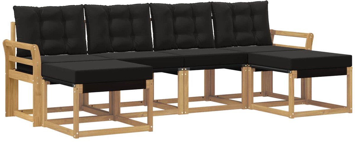 vidaXL Buiten - bank - set - 6 - st - 6-zits - Wit - en - zwart Wit en zwart