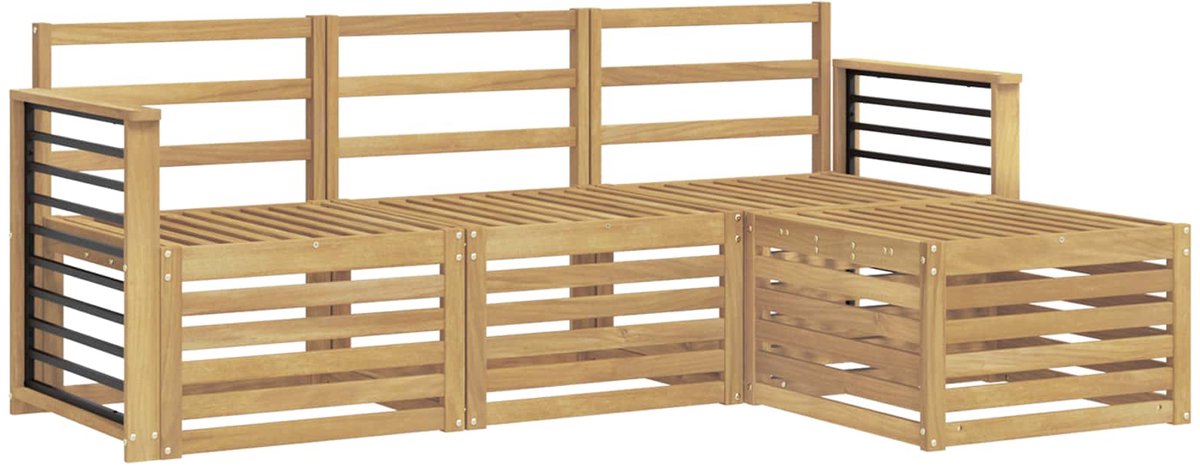 vidaXL Buiten - bank - set - 4 - st - 4-zits - Wit - Massief - Acacia - Hout