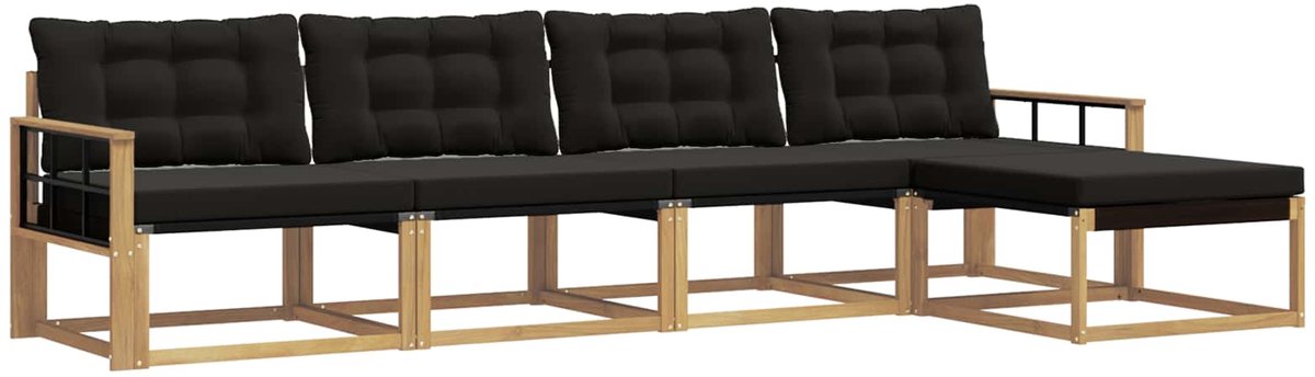 vidaXL Buiten - bank - set - 5 - st - 5-zits - Wit - en - zwart Wit en zwart