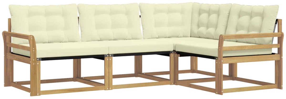 vidaXL Buiten - bank - set - 4 - st - Wit - en - crèmekleurig Wit en crèmekleurig