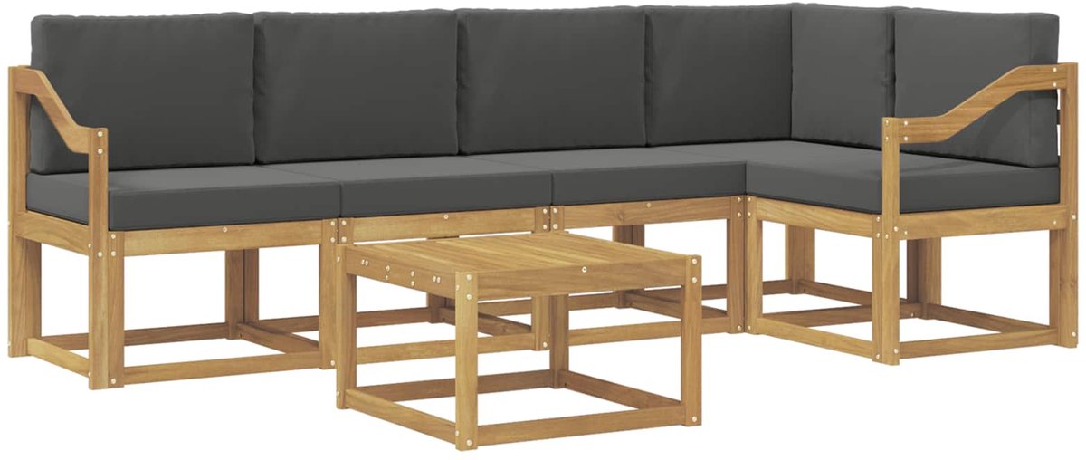 vidaXL Buiten - bank - set - 6 - st - 5-zits - Wit - en - antracietkleurig Wit en antracietkleurig