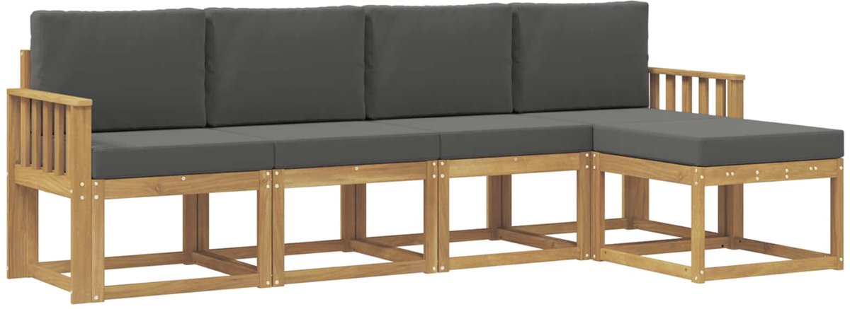 vidaXL Buiten - bank - set - 5 - st - 5-zits - Wit - en - antracietkleurig Wit en antracietkleurig