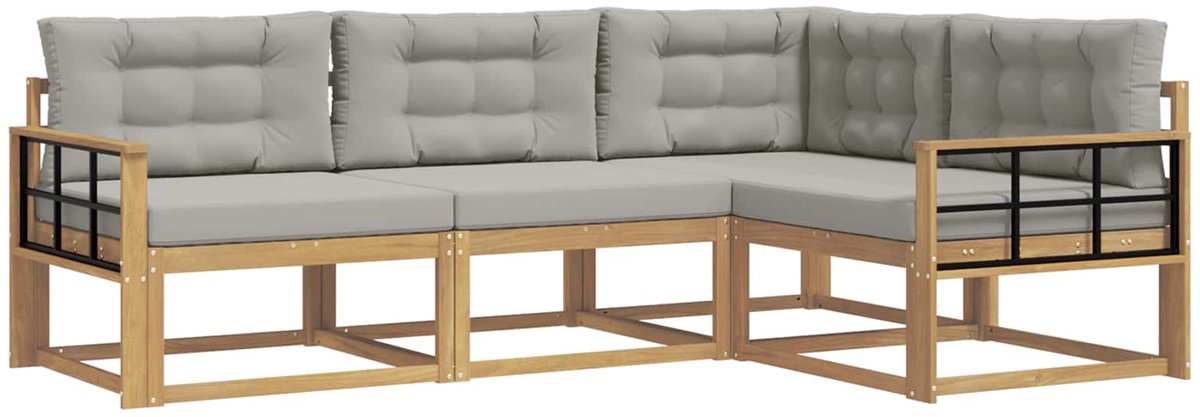 vidaXL Buiten - bank - set - 4 - st - Wit - en - Lichtgrijs - 247,5 - x - 168,5 - x - 73 - cm Wit en Lichtgrijs