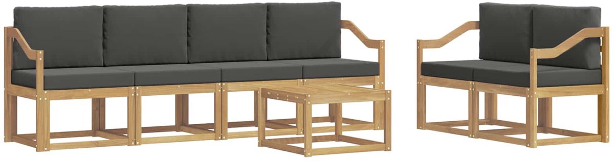vidaXL Buiten - bank - set - 7 - st - 6-zits - Wit - en - antracietkleurig Wit en antracietkleurig
