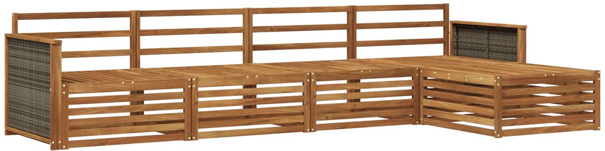 vidaXL Buiten - bank - set - 5 - st - 4-zits - Naturel - Massief - Acacia - Hout