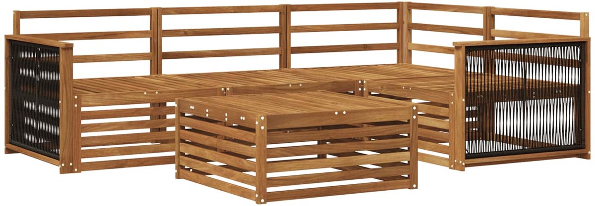 vidaXL Buiten - bank - set - 5 - st - 4-zits - Naturel - Massief - Acacia - Hout