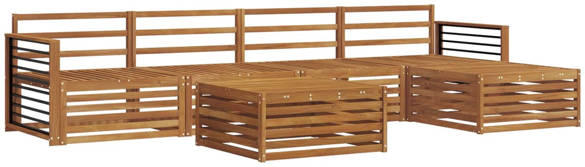 vidaXL Buiten - bank - set - 6 - st - 5-zits - Naturel - Massief - Acacia - Hout