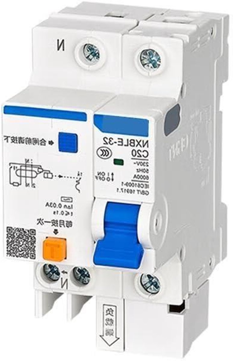 Aardlekbeveiliging - Stroomonderbreker - Veiligheid Elektrisch - 30mA Reststroom - 32A 6kA - null