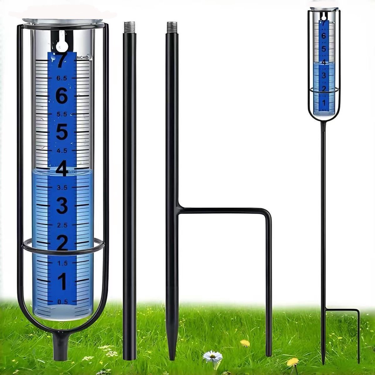 carmdering - Regenmeter - Neerslagmeter - Buiten Regenmeter - Gepatenteerde Monddesign - Verstelbare Hoogte - Verdikt Kunststof - Rostvrij Staal - Windstabiel En Duidelijk Afleesbaar - 1 Stuk