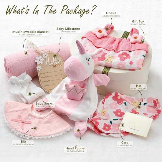 Babyshower Cadeauset - Kraamcadeau voor meisjes - Baby Verzorging - Compleet met 8 Delen - 33x27x12 cm - Roze — afbeelding 3