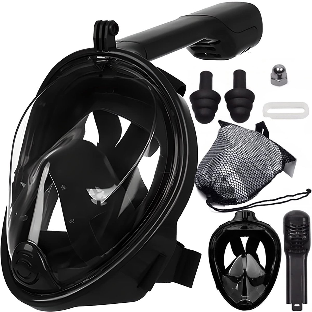 Retoo Full Face Snorkelmasker voor Volwassenen en Kinderen – 180° Panoramisch Zicht