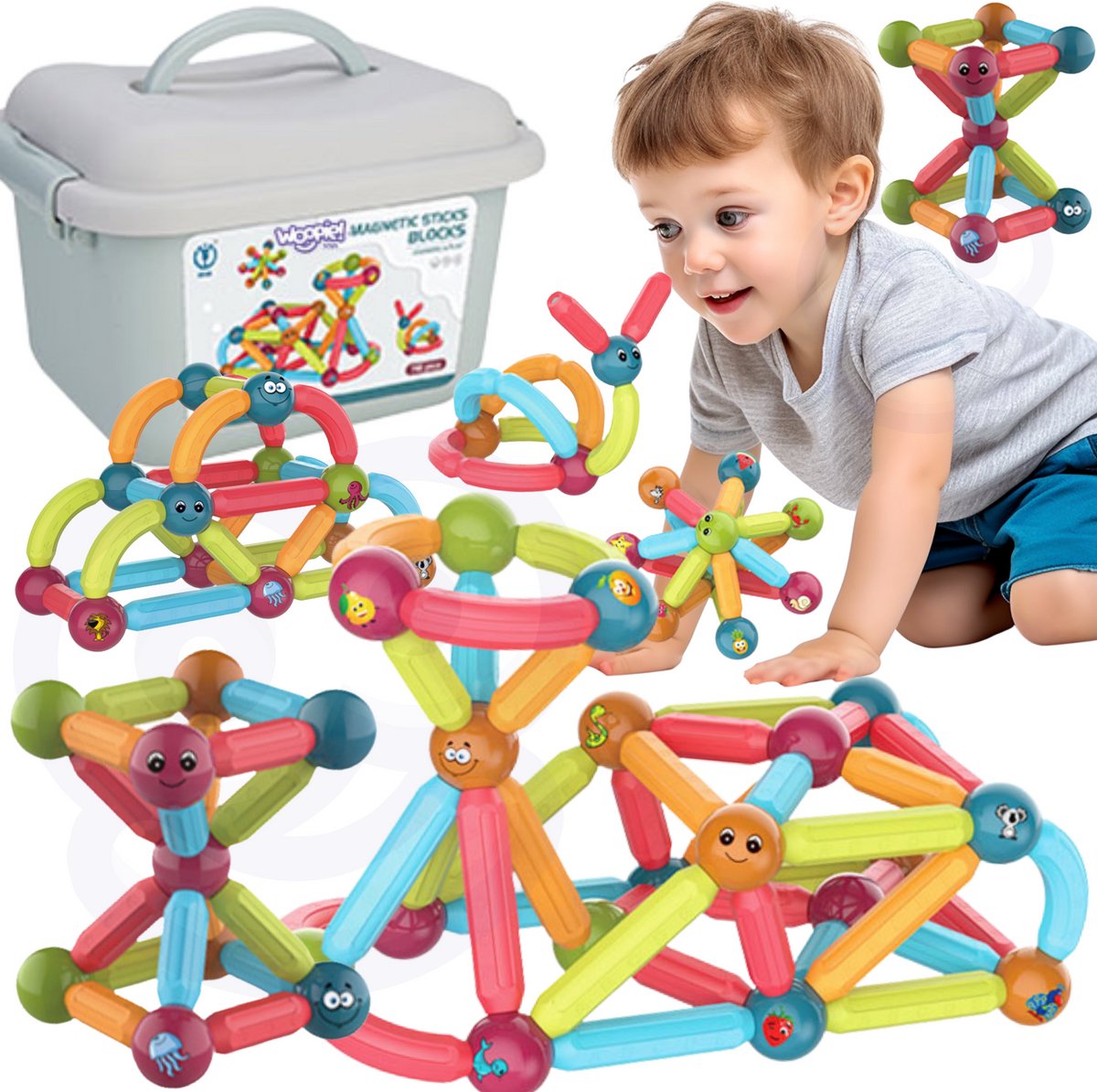 Woopie Magnetische Educatieve Bouwstenen 76 St.