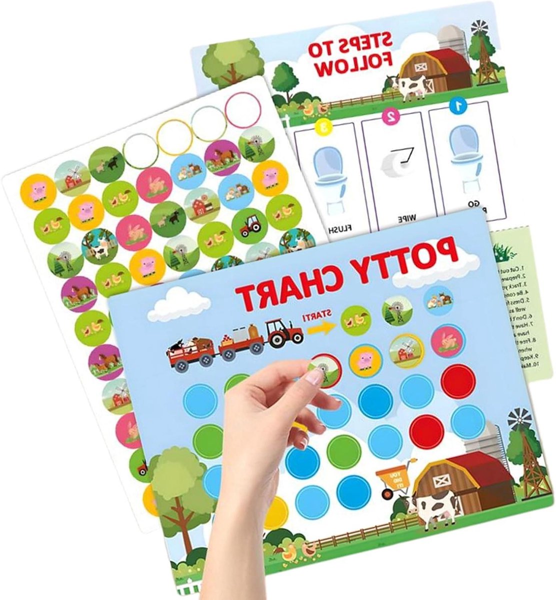 Zindelijkheidstrainingskaart - Sticker Grafiek - Kinderen Leren - Interactief en Belonend - 10 Grafieken 63 Stickers - Boerderij Stickers