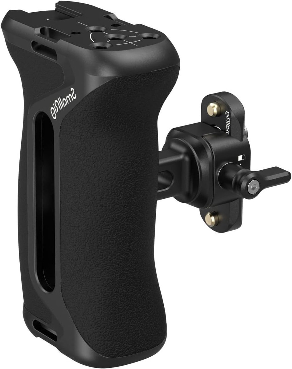 Ergonomische Aluminium Camera Zijkant Handgreep met NATO Klem, 1/4"-20 Bevestigingsgat en Verstelbare Hoogte voor Stabiliteit en Comfort tijdens Opnames