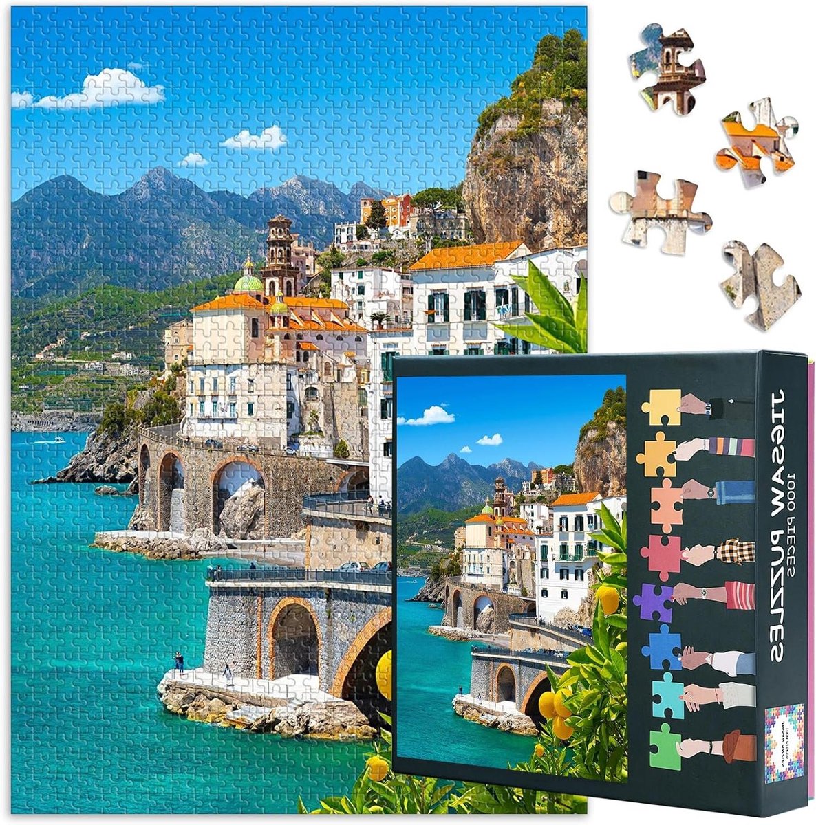 Puzzel Amalfikust - Legpuzzel Landschap - Ontspanning Thuis - Gedetailleerde Landschapskunst - 70 x 50 cm - Multicolor