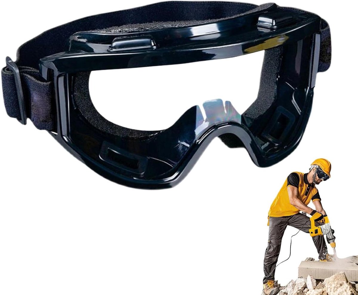 Veiligheidsbril Beschermbril - Krasvrije Oogbescherming - Werk Bouw - Anti-condens Coating - Over Bril - Zwart