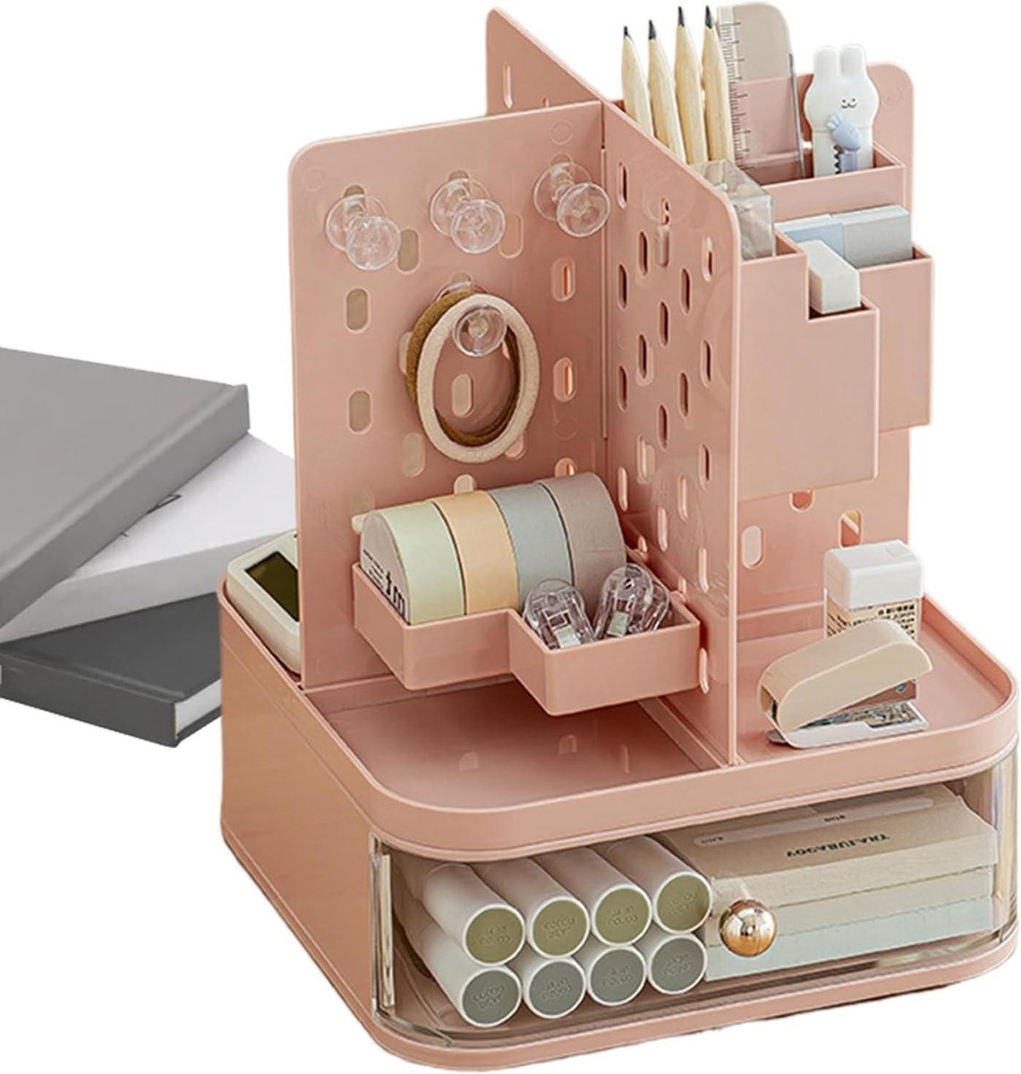 Bureau Organizer - Bureau Caddy - Bureau Opruimen - 360 Graden Draaibaar - 19x19x24 cm - Roze