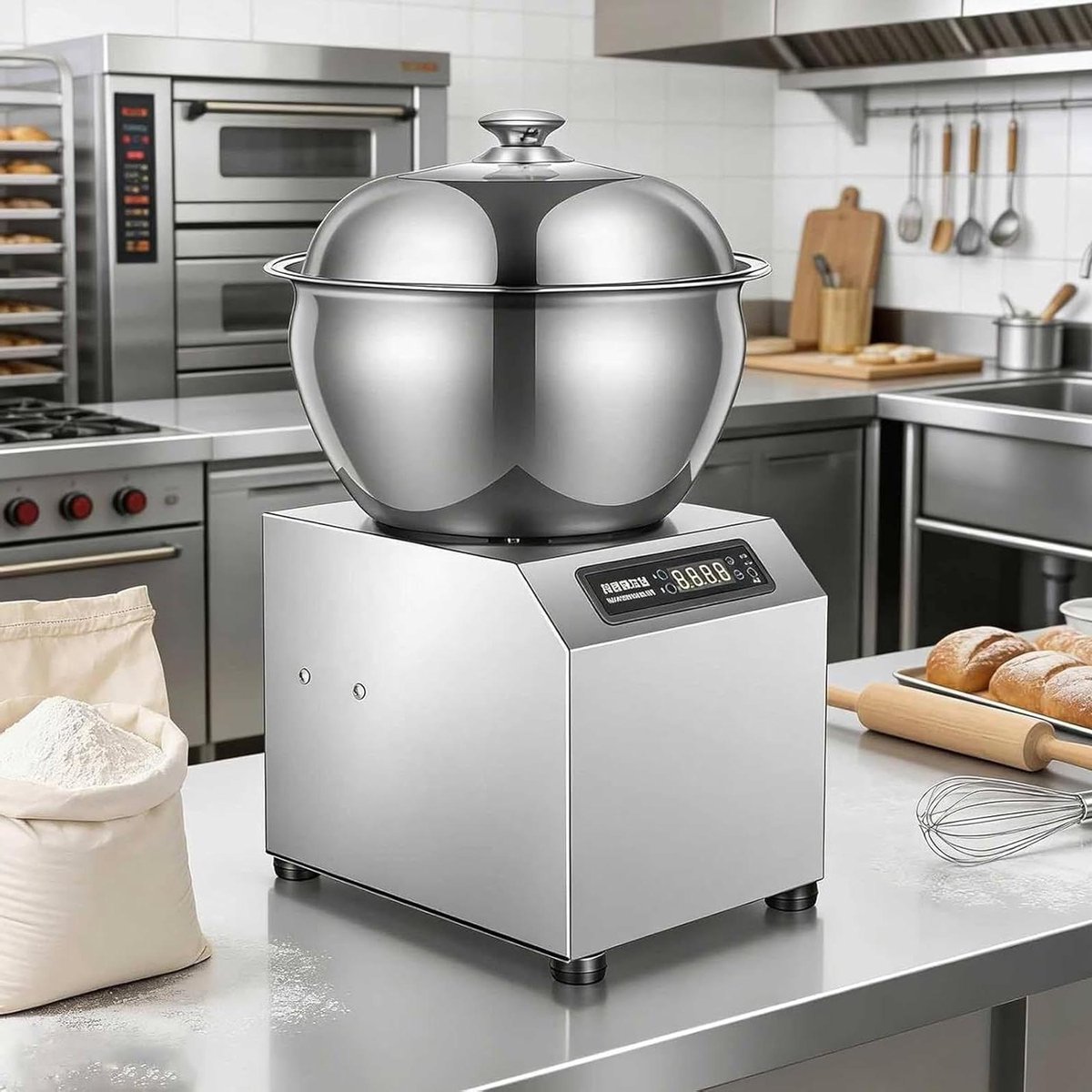 Professionele Kneedmachine - Elektrische Deegmixer - Brood Bakken - Dubbele Spiraalkneedtechnologie - 8 kg - Zilver