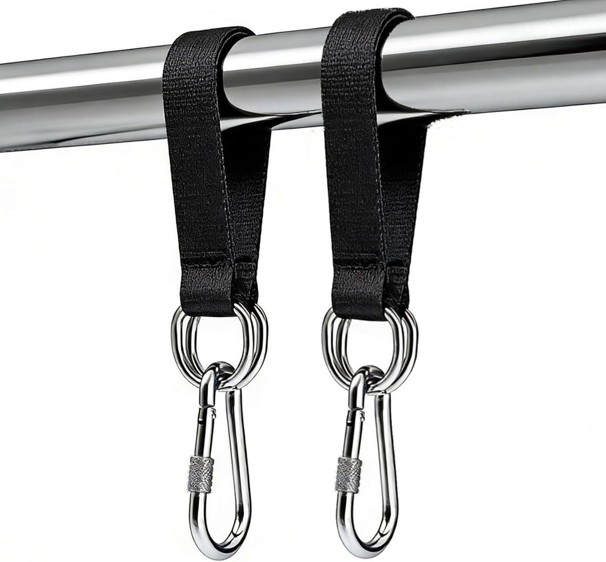 Hangmat Ophangset - Schommel Bevestiging - Hangmeubels Bevestigen - Scheurvast Nylon Materiaal - 2 stuks 30 cm - Zwart