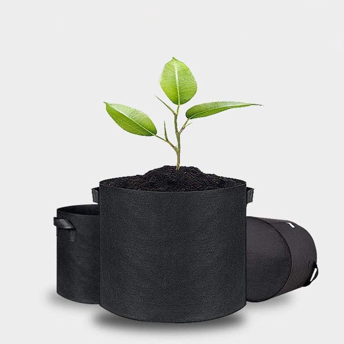 Plantenzakken Vliesstof - Groeizakken Tuin - Planten Kweken - Ademende Wortels - 15 Liter 5 Stuks - Grijs