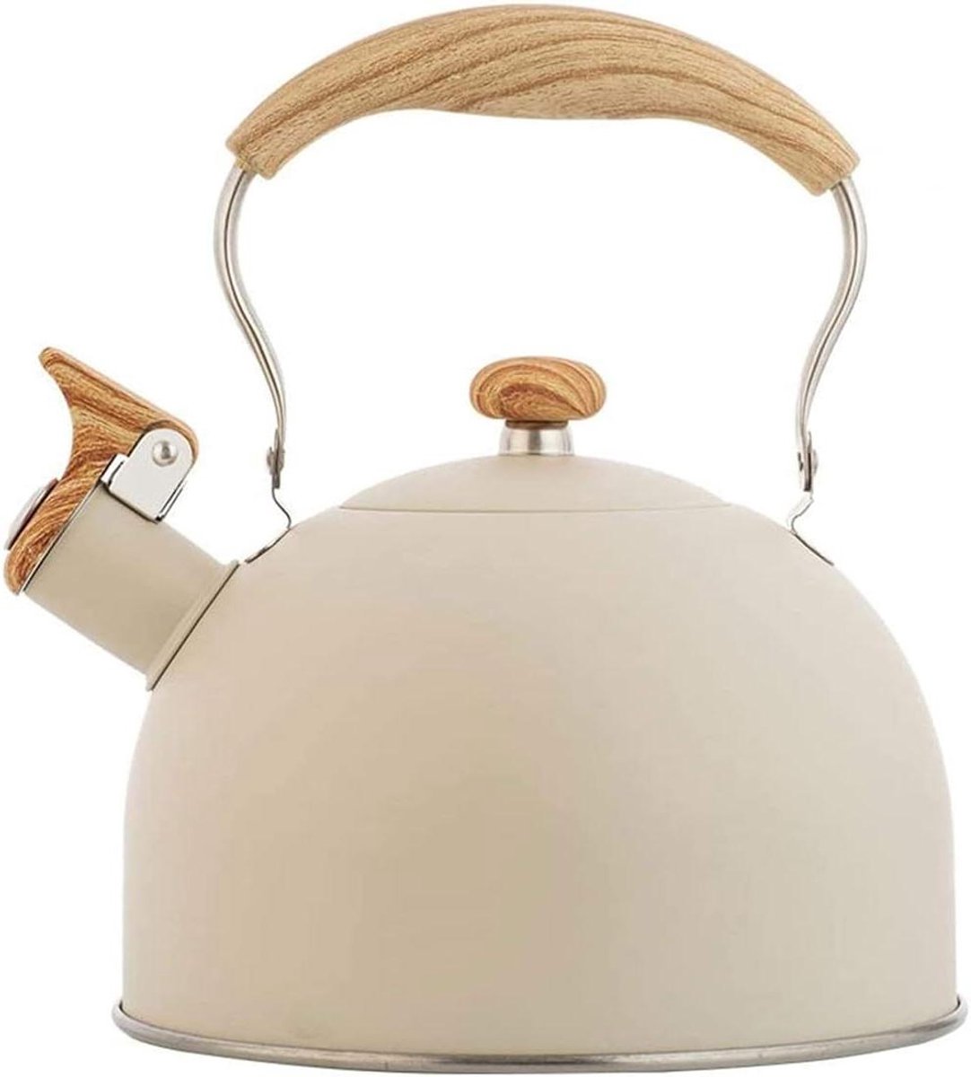 Fluitketel - Waterketel - Water Koken - Anti-verbrandingshandvat - 2.5L - Beige
