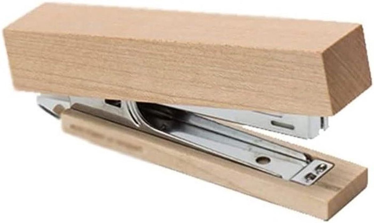 Houten Nietmachine - Bureau Accessoire - Kantoor Organisatie - Natuurlijke Uitstraling - 100 stuks capaciteit - Zwart
