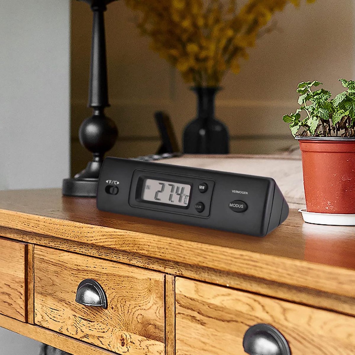 Digitale Thermometer - LCD - Voor Koelkast En Vrieskast - Met Sensor - 1 Stuk - Wit