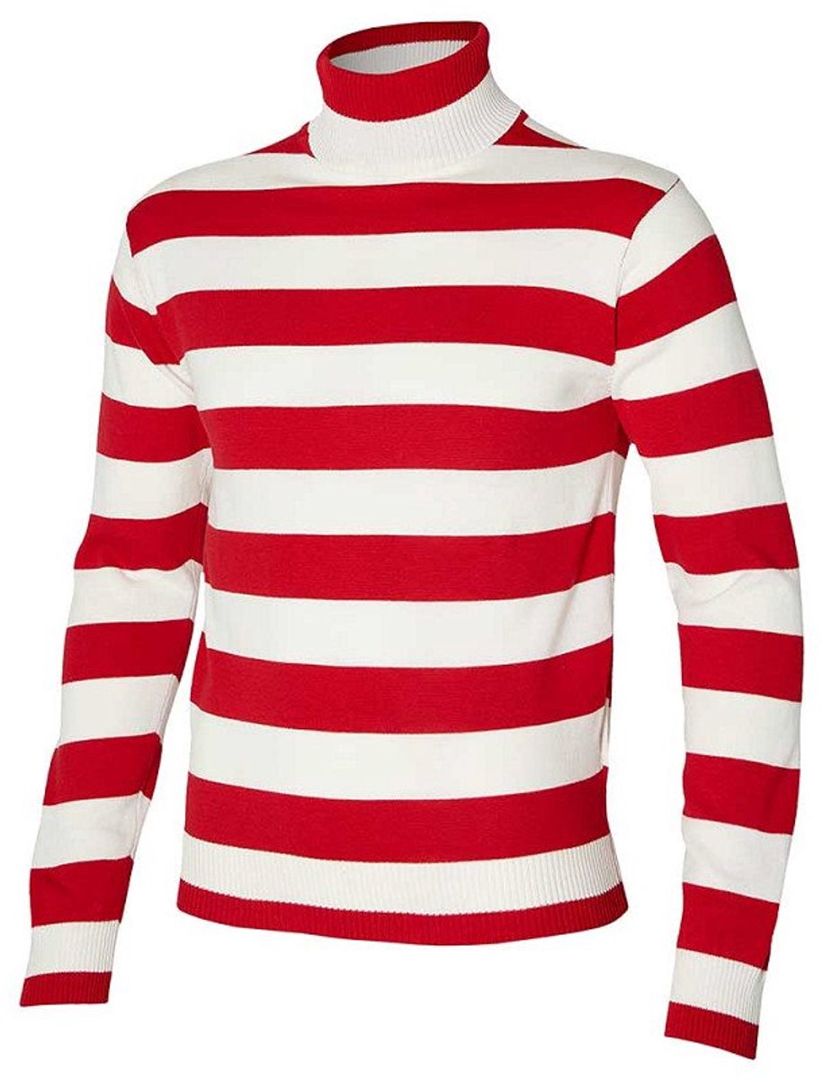 Gebreide rood-witte trui - Rood-wit - XXL