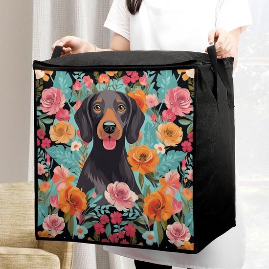 Opbergzakken Quilt - Kledingzakken Dekbed - Opbergen Kleding - Transparant Venster - 475 x 351 x 49 cm - Hond Bloemen — afbeelding 4