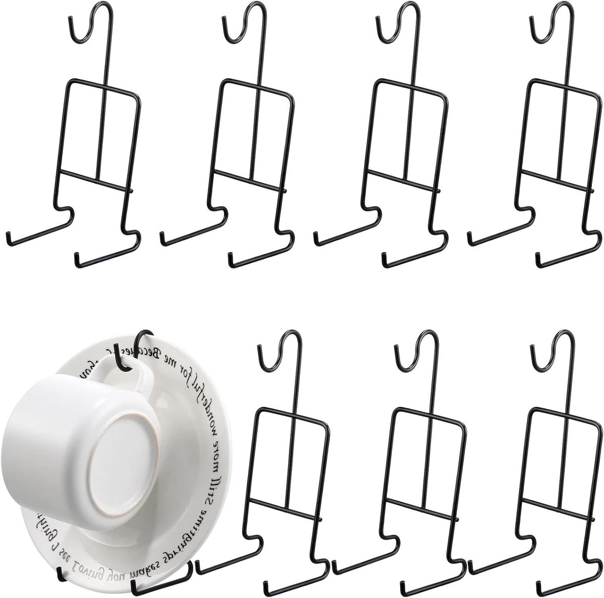 Theekop Schotel Houders - Mok Organizer - Servies Presenteren - Set van 8 - 158 cm - Zwart