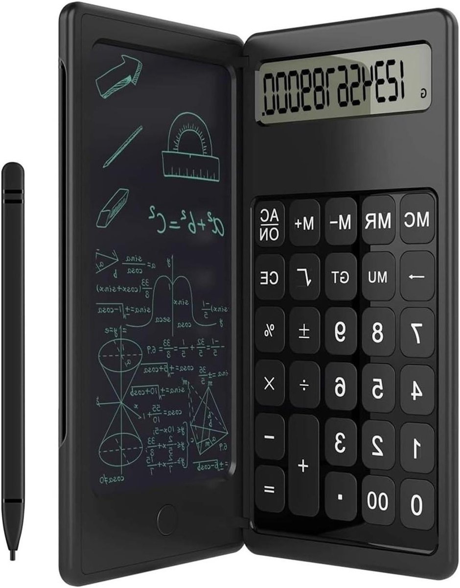 Rekenmachine Notitieblok - Rekenmachine Tablet - Leren en Werken - Oogbeschermend LCD - 6 Inch - Zwart
