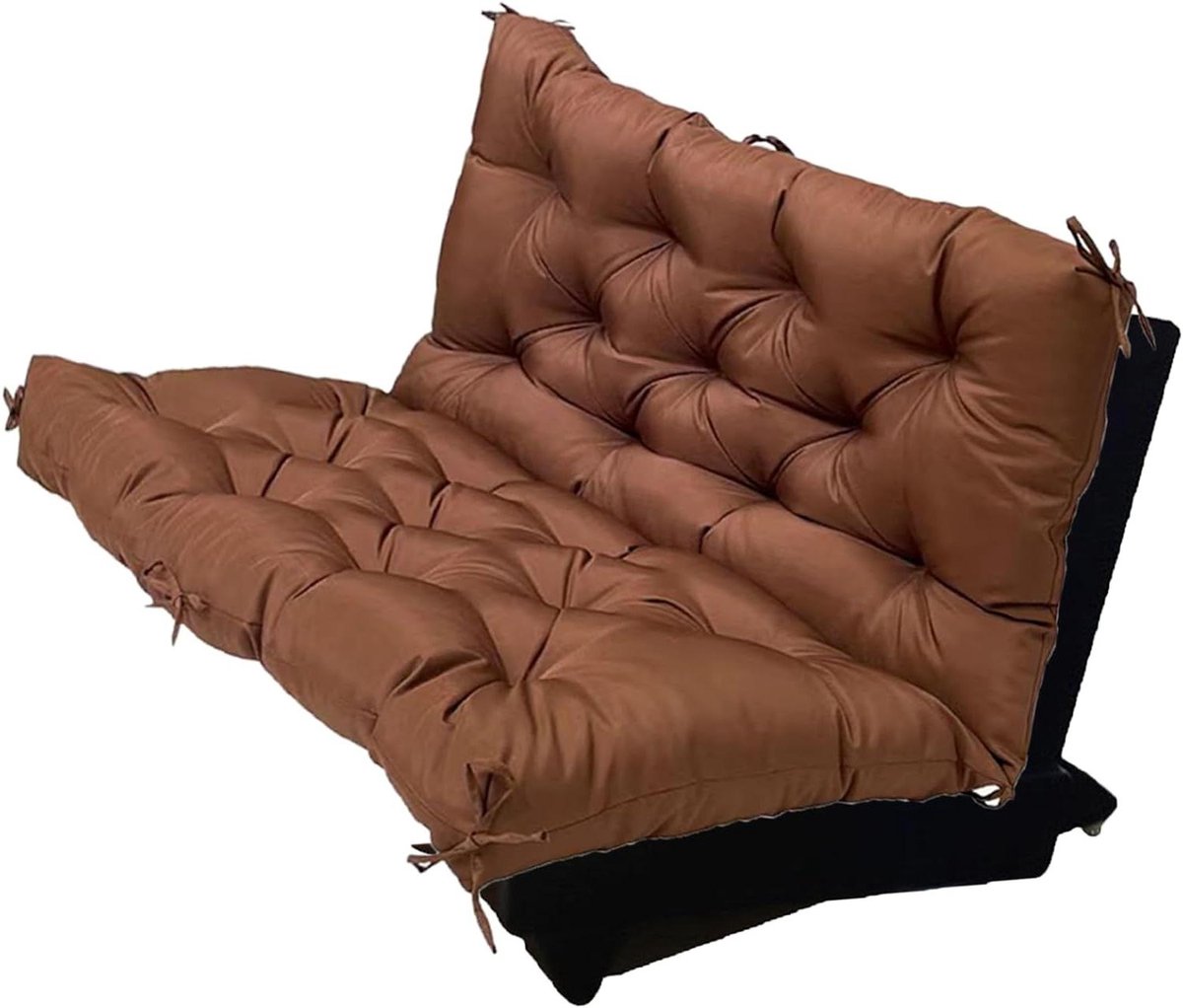 Tuinbankkussen - Bankkussen met rugleuning - Buiten Zitten - 10 cm dikke vulling - 120 x 100 cm - Donkerbruin