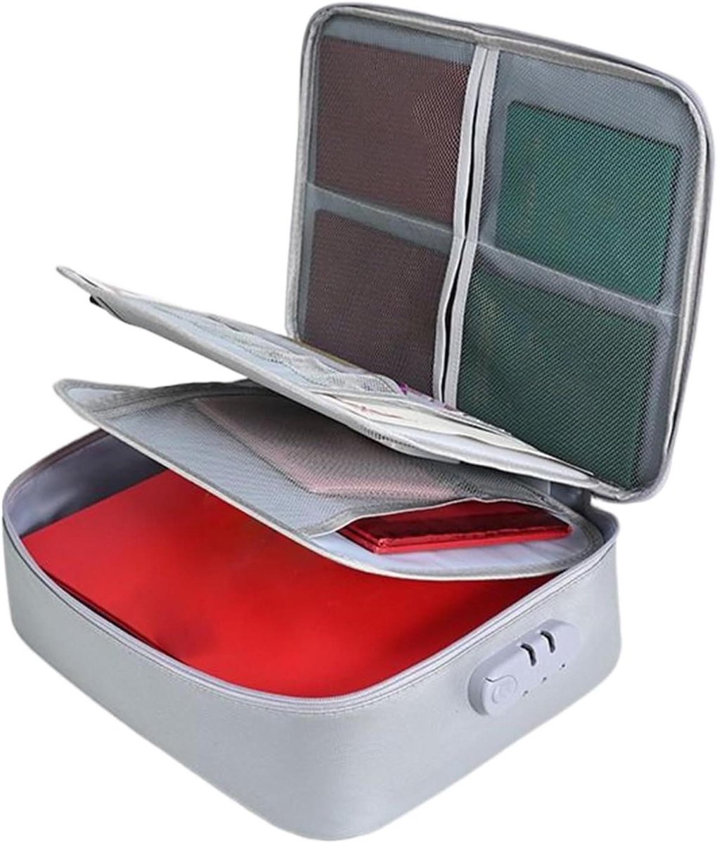 Documentendoos Opbergkoffer - Waterdichte Box Dossieropslag - Waardevolle Spullen Beveiligen - Combinatieslot Hittebestendig - 38 x 28 x 11 cm