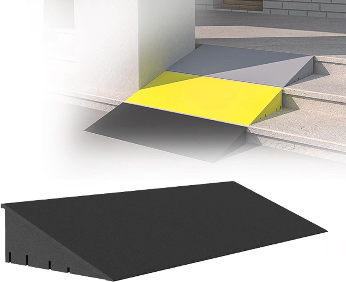Antislip helling - Drempelhulp stoeprand - Verbeter toegankelijkheid - Matte textuur grip - 9 cm hoogte - Grijs