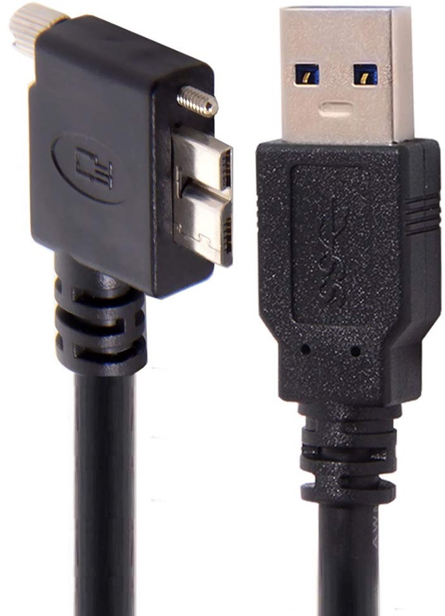 ONF3 - USB 3.0 Micro-B Kabel 90° Hoek - Ideaal voor Industrie Camera - Lange 3.0M Kabel - Hoge Snelheid - Verbindt Apparatuur - Betrouwbaarheid