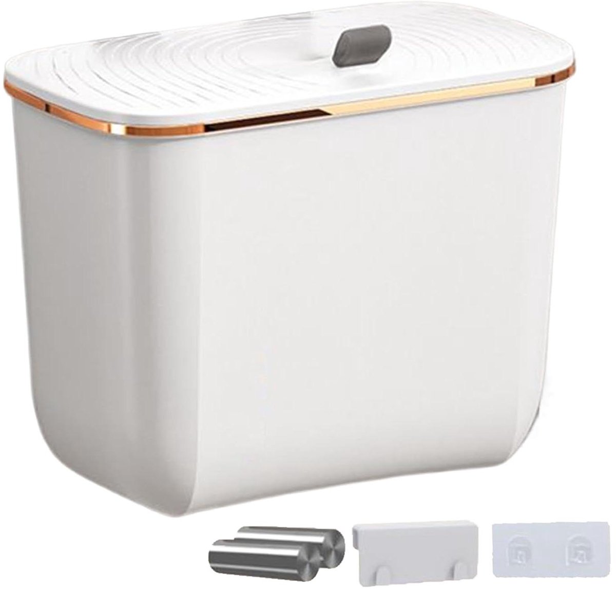 Wand Prullenbak - Afvalbak Kastdeur - Ruimte Besparen - Met Zakken Houder - 7L - Wit