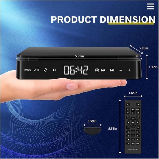 Draagbare dvd-speler - Home Mini HD - Films Kijken - Aansluitbaar op TV - 800 Gram - Zwart — afbeelding 5