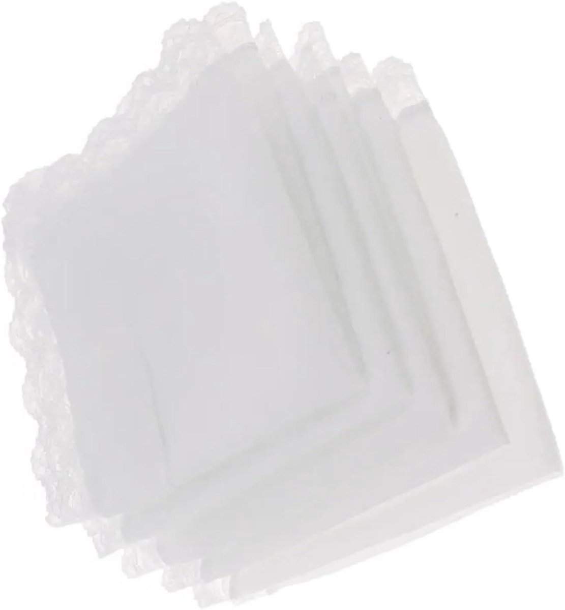 Zakdoeken Heren - Zakdoek Katoen - Dagelijks Gebruik - Geborduurd Kant - 23 x 25 cm - Wit