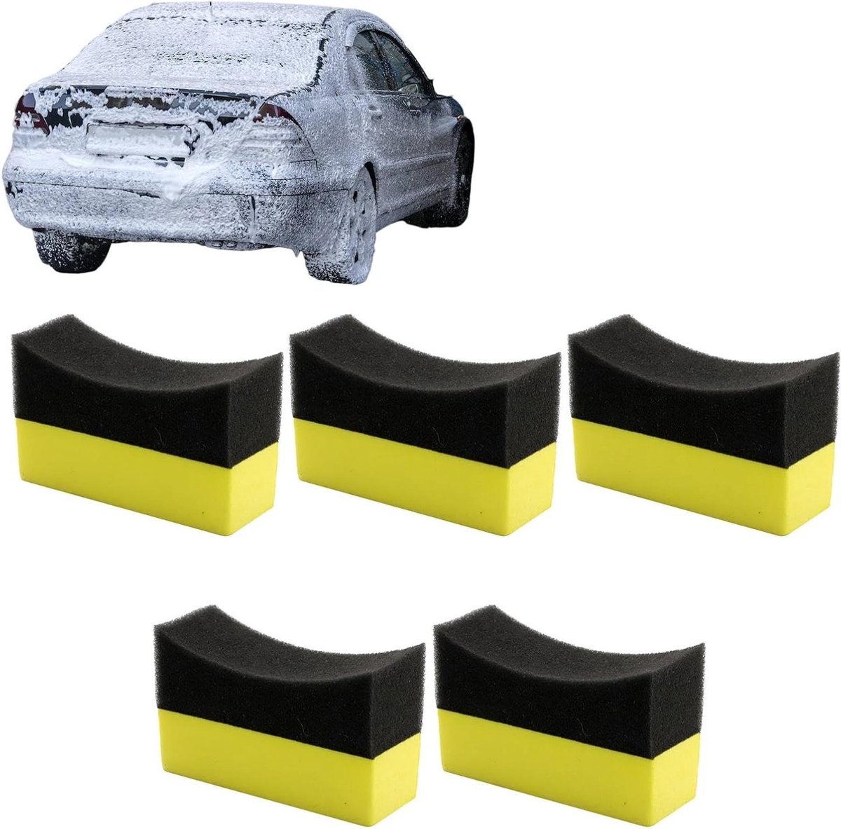 Polijstspons Auto - Wasapplicator Wielen - Auto Onderhoud - Speciaal Gebogen Design - 10 x 6 x 4 cm - Meerkleurig