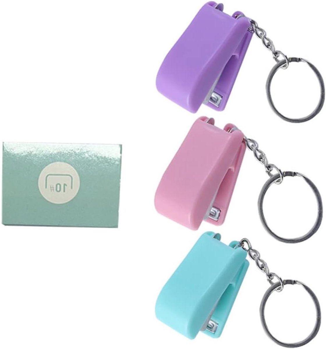 Mini Nietmachine - Sleutelhanger Nietmachine - Papier Binden - Draagbaar Ontwerp - 5 Sets - Assorti