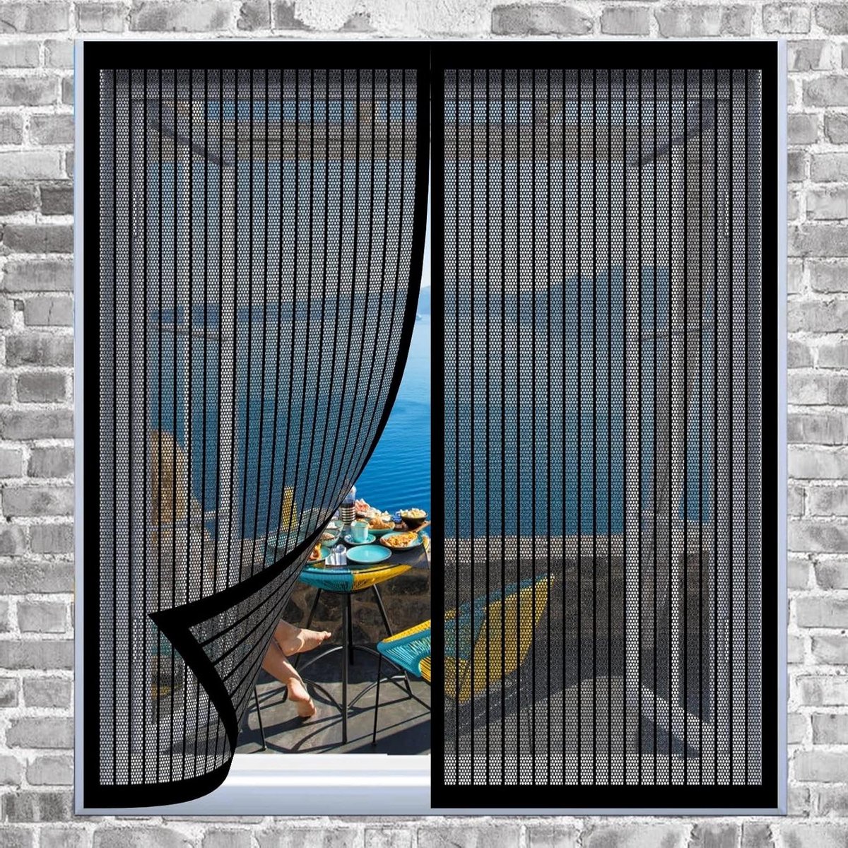 Horizontaal Hor - Vliegenraam Hor - Insecten Buiten Houden - Automatisch Sluitend - 55x135cm - Zwart