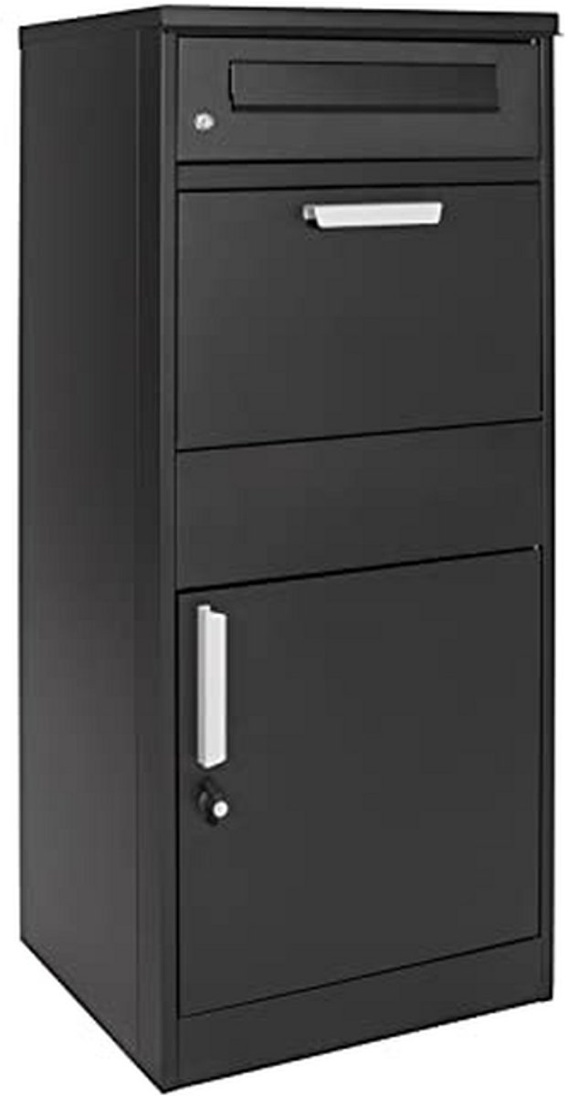 Pakketbrievenbus - Staande brievenbus - Pakketten Ontvangen - Afsluitbaar Systeem - 50x37x112 cm - Zwart
