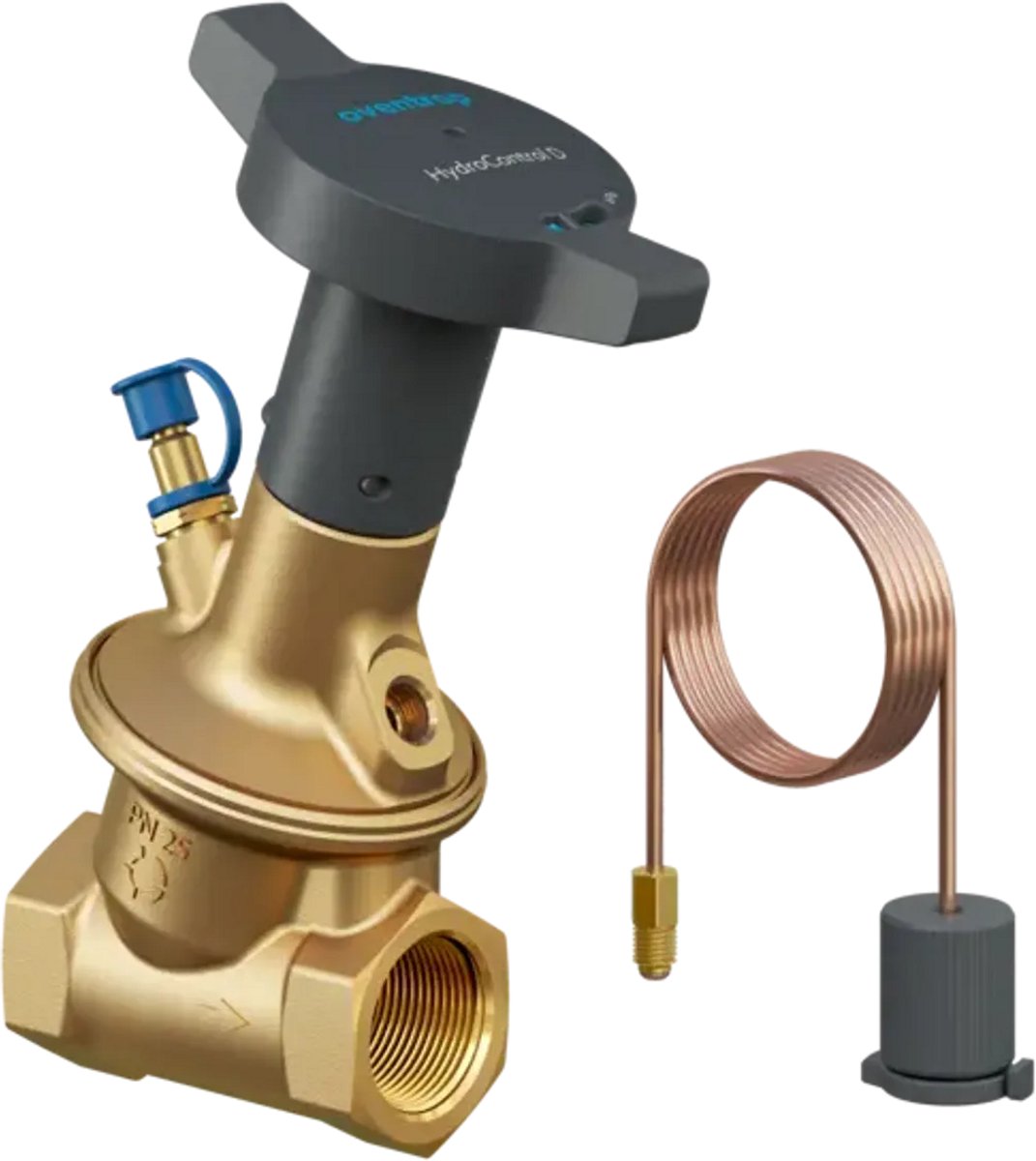 OVENTROP Drukverschilregelaar HydroControl D met binnendraad PN 25 DN 32, Rp 1 1/4, instelbereik 50-300 mbar, met een gemonteerd HydroPort hulpventiel, 1064530