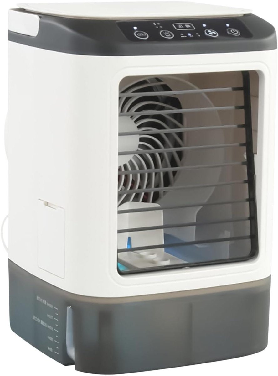 Luchtbevochtiger Ventilator - Mini Tafelnevel - Kantoor Werkplek - Instelbare Nevel - 18.1x17.3x18.1 cm - Wit