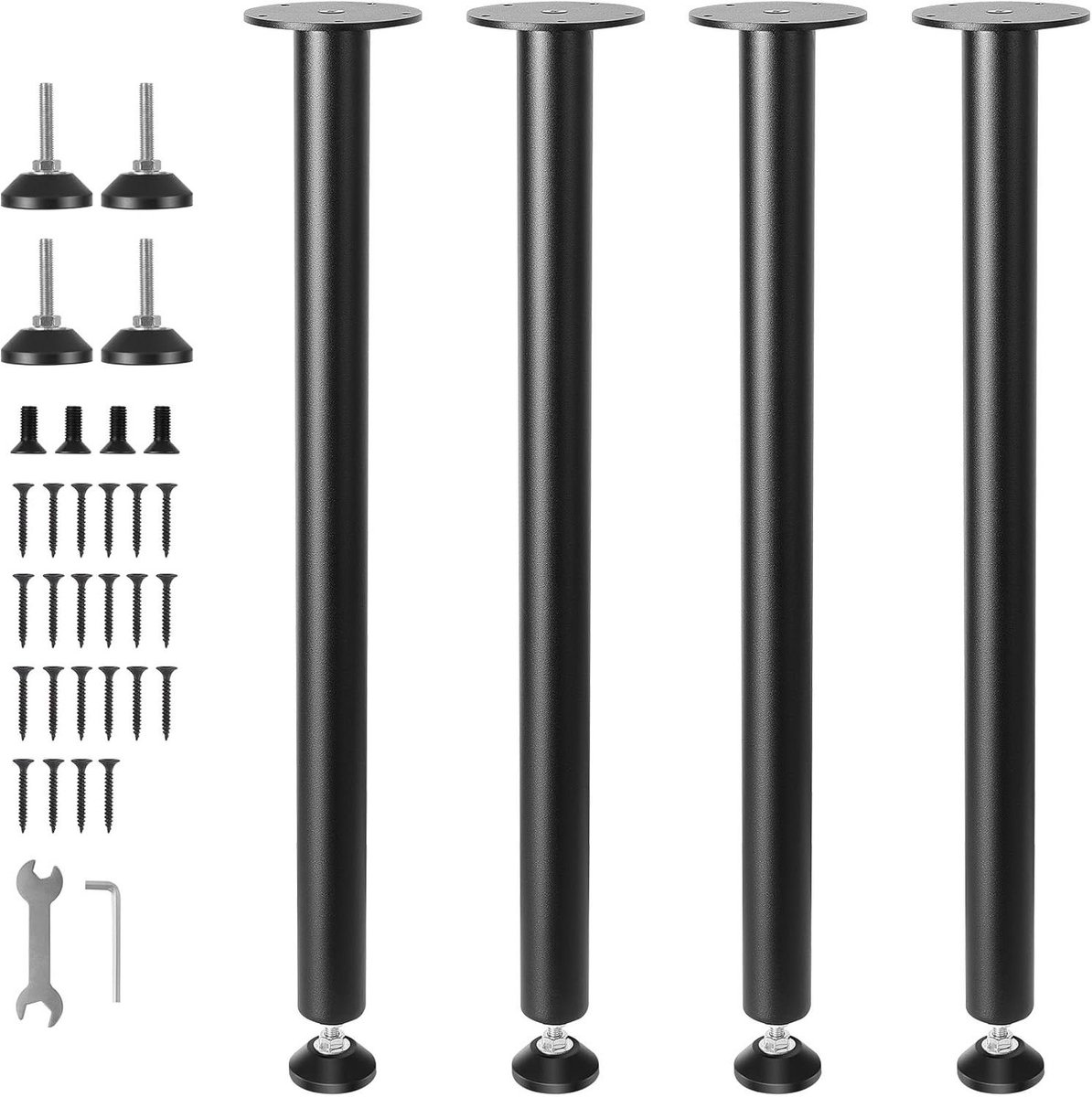 Tafelpoten Set - Meubelonderstel - Meubels Maken - Extra Sterk Koolstofstaal - 71 cm Hoog - Mat Zwart